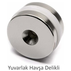 12X5mm Delik 8/4 Neodyum Magnet (Havşa Delik)