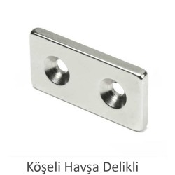 15X15X5mm Delik 8/4 X Neodyum Magnet (Havşa Delik)