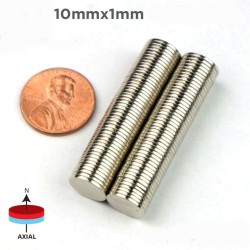 10x1 mm, Yuvarlak Neodyum Mıknatıs, Güçlü Magnet, (Çap: 10 mm, Kalınlık: 1 mm)