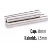 10x1,5 mm, Yuvarlak Neodyum Mıknatıs, Güçlü Magnet, (Çap: 10 mm, Kalınlık: 1,5 mm)