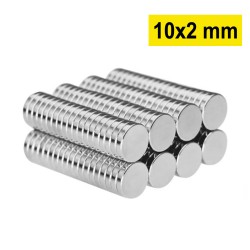 10x2 mm, Yuvarlak Neodyum Mıknatıs, Güçlü Magnet, (Çap: 10 mm x Kalınlık: 2 mm)