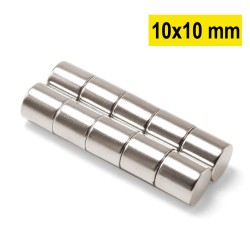 10x10 mm, Yuvarlak Neodyum Mıknatıs, Güçlü Magnet, (Çap: 10 mm, Kalınlık: 10 mm)