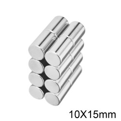 10x15 mm, Yuvarlak Neodyum Mıknatıs, Güçlü Magnet, (Çap: 10 mm, Kalınlık: 15 mm)