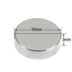 10x3 mm, Yuvarlak Neodyum Mıknatıs, Güçlü Magnet, (Çap: 10 mm, Kalınlık: 3 mm)