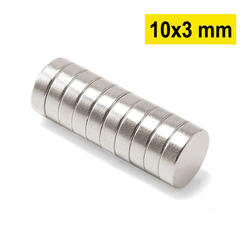 10x3 mm, Yuvarlak Neodyum Mıknatıs, Güçlü Magnet, (Çap: 10 mm, Kalınlık: 3 mm)