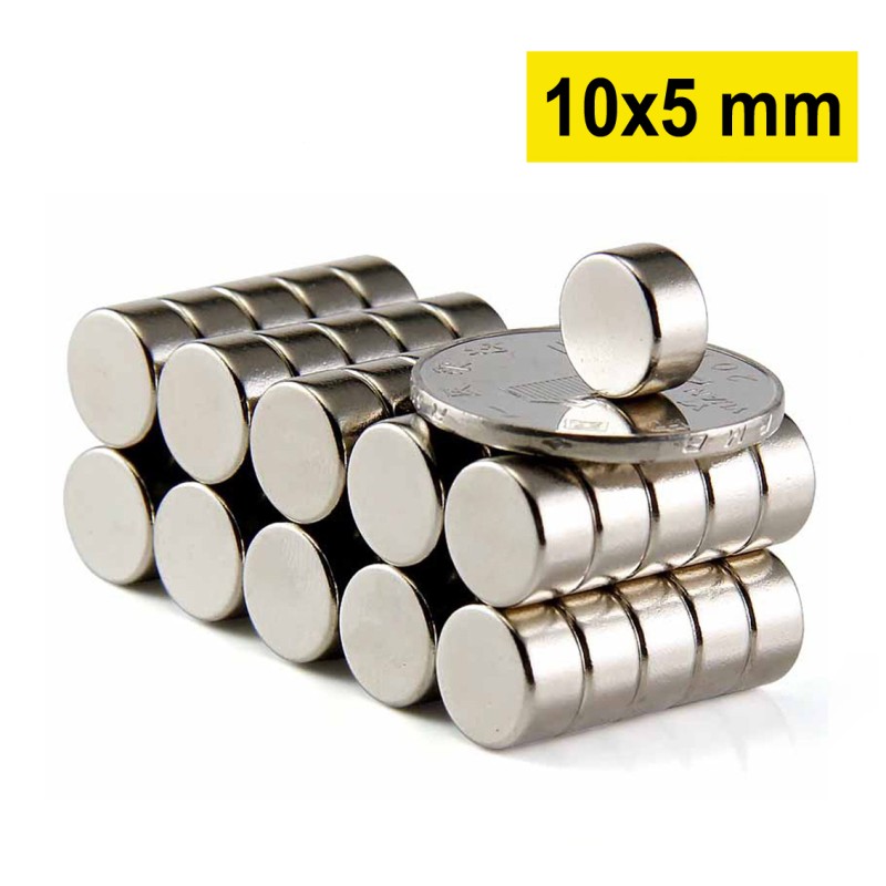 10x5 mm, Yuvarlak Neodyum Mıknatıs, Güçlü Magnet, (Çap: 10 mm, Kalınlık: 5 mm)