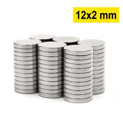 12x2 mm, Yuvarlak Neodyum Mıknatıs, Güçlü Magnet, (Çap: 12 mm, Kalınlık: 2 mm)