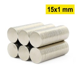 15x1 mm, Yuvarlak Neodyum Mıknatıs, Güçlü Magnet, (Çap: 15 mm, Kalınlık: 1 mm)