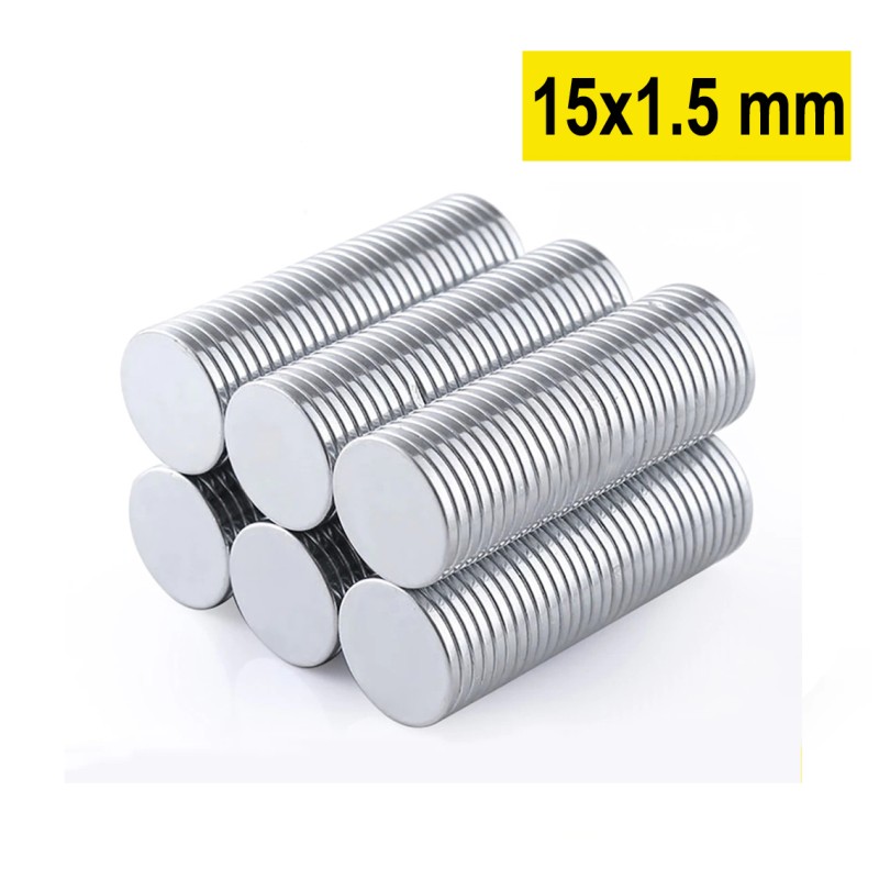 15x1,5 mm, Yuvarlak Neodyum Mıknatıs, Güçlü Magnet, (Çap: 15 mm, Kalınlık: 1,5 mm)