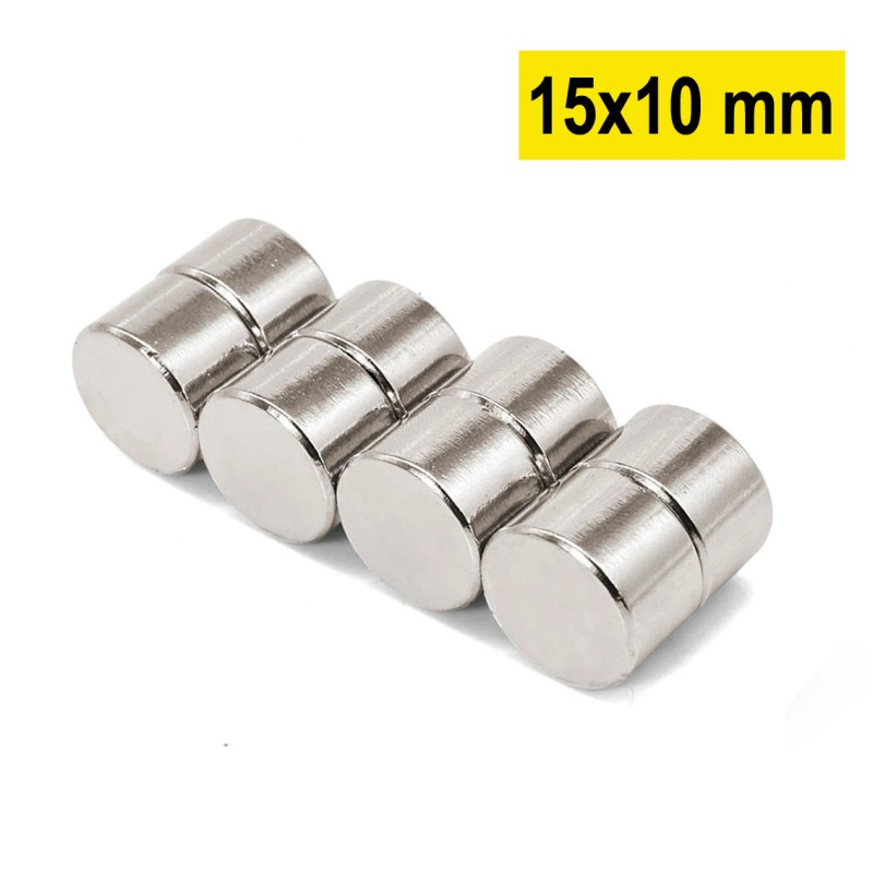 15x10 mm, Yuvarlak Neodyum Mıknatıs, Güçlü Magnet, (Çap: 15 mm, Kalınlık: 10 mm)