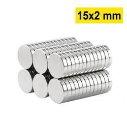 15x2 mm, Yuvarlak Neodyum Mıknatıs, Güçlü Magnet, (Çap: 15 mm, Kalınlık: 2 mm)