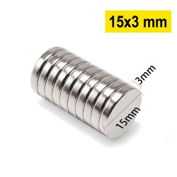 15x3 mm, Yuvarlak Neodyum...