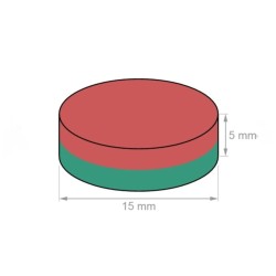 15x5 mm, Yuvarlak Neodyum Mıknatıs, Güçlü Magnet, (Çap: 15 mm, Kalınlık: 5 mm)