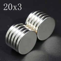 20x3 mm, Yuvarlak Neodyum Mıknatıs, Güçlü Magnet, (Çap: 20 mm, Kalınlık: 3 mm)