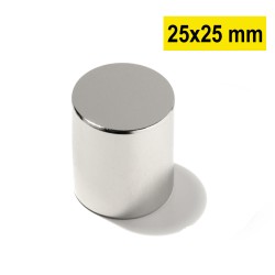 25x25 mm, Yuvarlak Neodyum Mıknatıs, Güçlü Magnet, (Çap: 25 mm, Kalınlık: 25 mm)