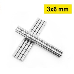 3x6 mm, Yuvarlak Neodyum Mıknatıs, Güçlü Magnet, (Çap: 3 mm, Kalınlık: 6 mm)