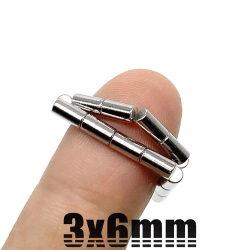 3x6 mm, Yuvarlak Neodyum Mıknatıs, Güçlü Magnet, (Çap: 3 mm, Kalınlık: 6 mm)