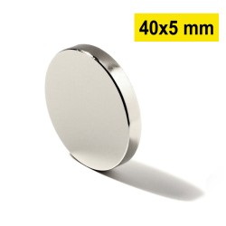 40x5 mm, Yuvarlak Neodyum Mıknatıs, Güçlü Magnet, (Çap: 40 mm, Kalınlık: 5 mm)