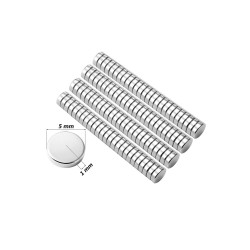 5x1 mm, Yuvarlak Neodyum Mıknatıs, Güçlü Magnet, (Çap: 5 mm, Kalınlık: 1 mm)