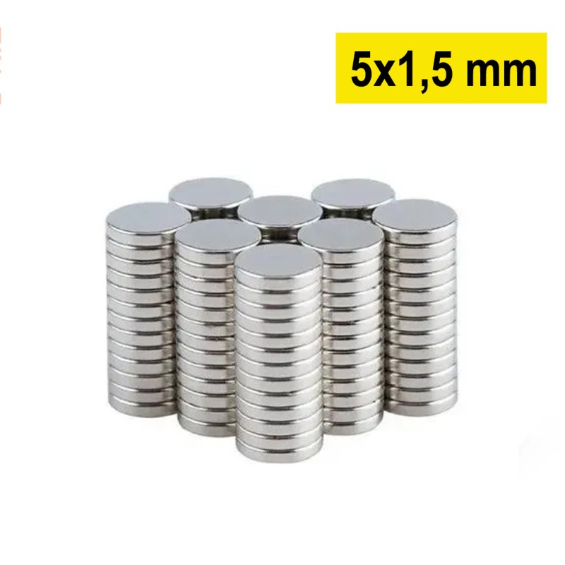 5x1,5 mm, Yuvarlak Neodyum Mıknatıs, Güçlü Magnet, (Çap: 5 mm, Kalınlık: 1,5 mm)