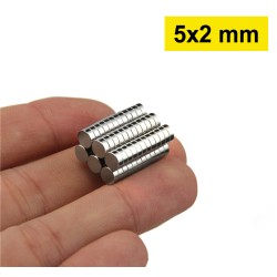 5x2 mm, Yuvarlak Neodyum Mıknatıs, Güçlü Magnet, (Çap: 5 mm, Kalınlık: 2 mm)