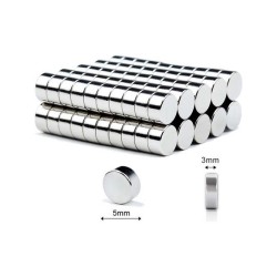 5x3 mm, Yuvarlak Neodyum Mıknatıs, Güçlü Magnet, (Çap: 5 mm, Kalınlık: 3 mm)