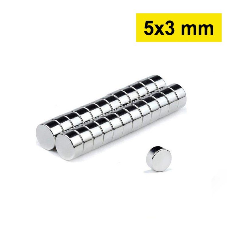 5x3 mm, Yuvarlak Neodyum Mıknatıs, Güçlü Magnet, (Çap: 5 mm, Kalınlık: 3 mm)