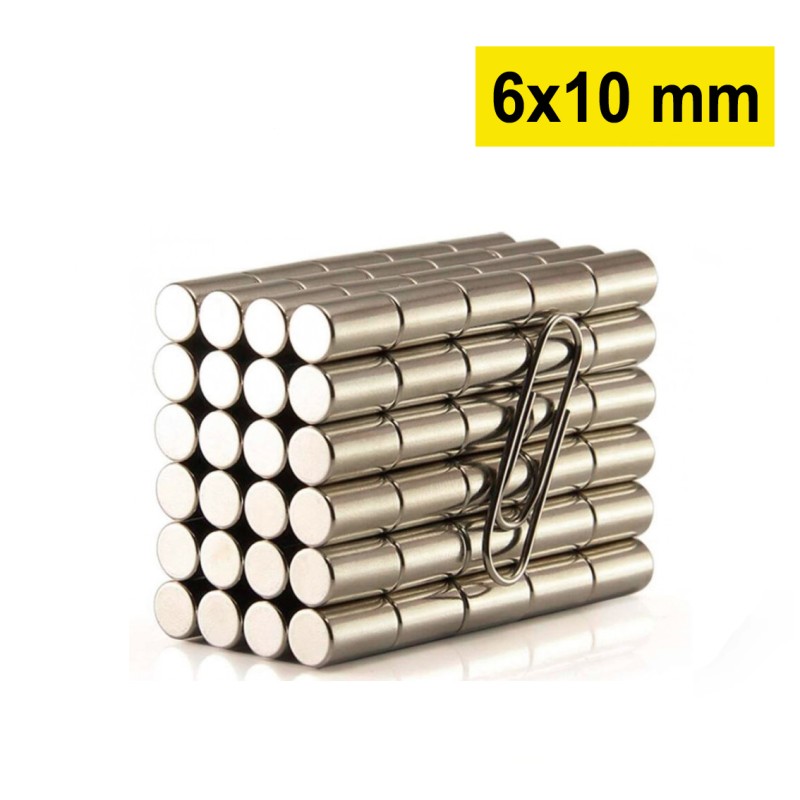 6x10 mm, Yuvarlak Neodyum Mıknatıs, Güçlü Magnet, (Çap: 6 mm, Kalınlık: 10 mm)