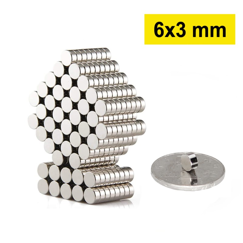 6x3 mm, Yuvarlak Neodyum Mıknatıs, Güçlü Magnet, (Çap: 6 mm, Kalınlık: 3 mm)