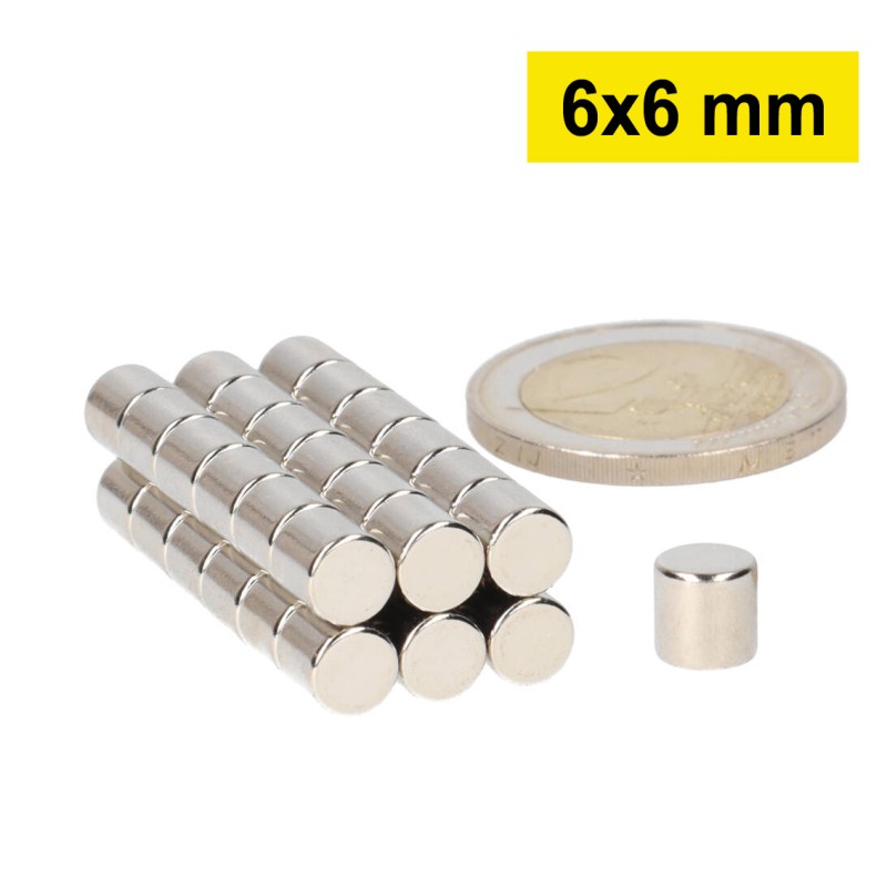 6x6 mm, Yuvarlak Neodyum Mıknatıs, Güçlü Magnet, (Çap: 6 mm, Kalınlık: 6 mm)