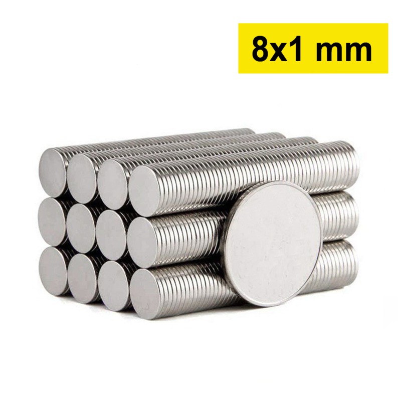 8x1 mm, Yuvarlak Neodyum Mıknatıs, Güçlü Magnet, (Çap: 8 mm, Kalınlık: 1 mm)