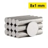 8x1 mm, Yuvarlak Neodyum Mıknatıs, Güçlü Magnet, (Çap: 8 mm, Kalınlık: 1 mm)