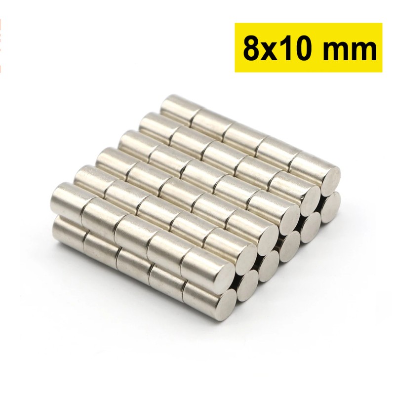 8x10 mm, Yuvarlak Neodyum Mıknatıs, Güçlü Magnet, (Çap: 8 mm, Kalınlık: 10 mm)