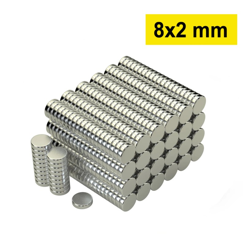 8x2 mm, Yuvarlak Neodyum Mıknatıs, Güçlü Magnet, (Çap: 8 mm, Kalınlık: 2 mm)