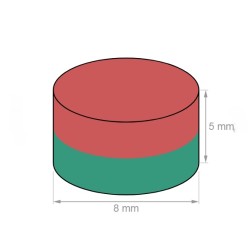 8x5 mm, Yuvarlak Neodyum Mıknatıs, Güçlü Magnet, (Çap: 8 mm, Kalınlık: 5 mm)