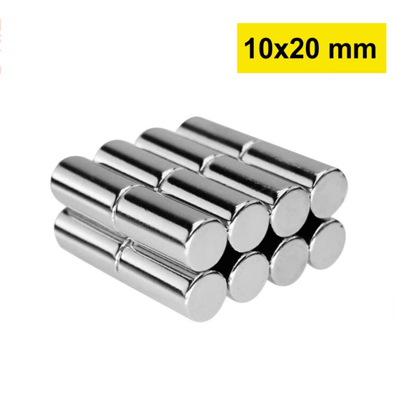 10x20 mm, Yuvarlak Neodyum Mıknatıs, Güçlü Magnet, (Çap: 10 mm, Kalınlık: 20 mm)