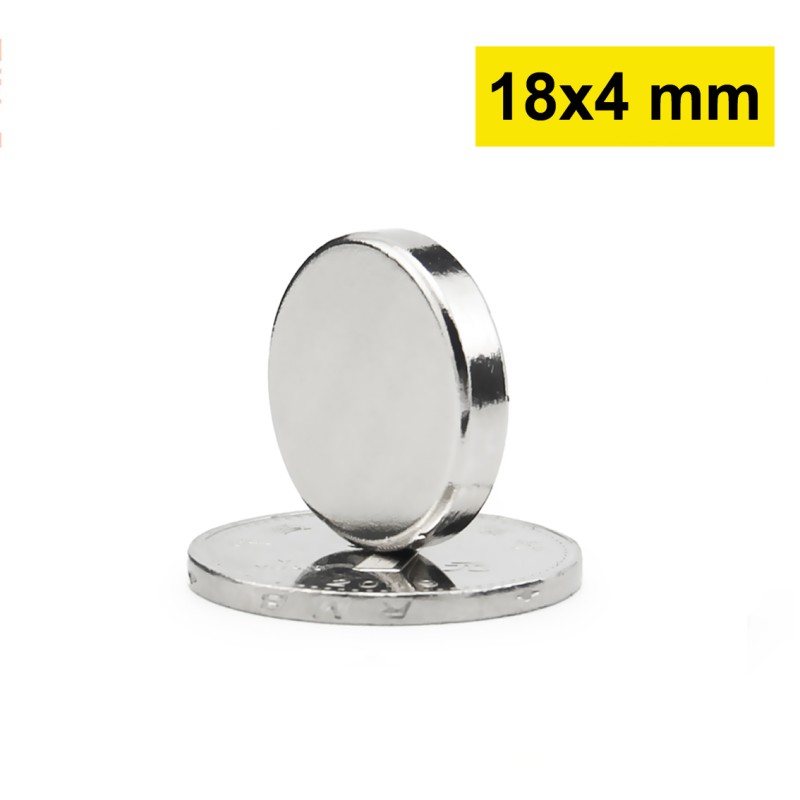 18x4 mm, Yuvarlak Neodyum Mıknatıs, Güçlü Magnet, (Çap: 18 mm, Kalınlık: 4 mm)