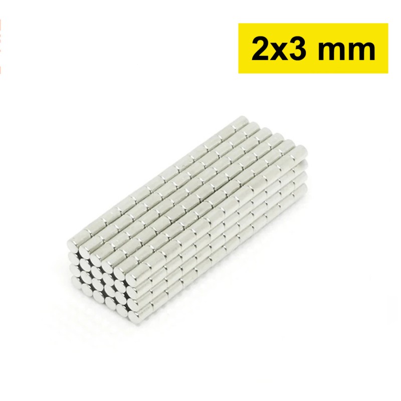 2x3 mm, Yuvarlak Neodyum Mıknatıs, Güçlü Magnet, (Çap: 2 mm, Kalınlık: 3 mm)