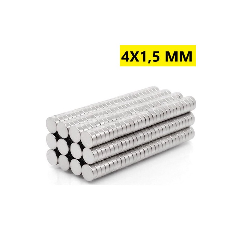 4x1,50 mm, Yuvarlak Neodyum Mıknatıs, Güçlü Magnet, (Çap: 4 mm, Kalınlık: 1,5 mm)